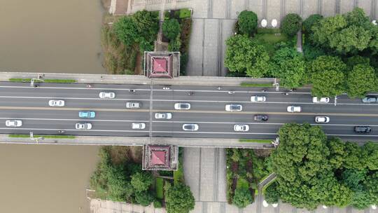 航拍湖南湘潭一大桥视频素材模板下载