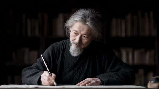 老者书写中国传统文化