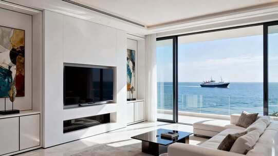 海景现代客厅室内装修素材