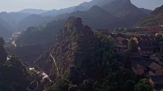 江西上饶网红景点望仙谷晴天航拍