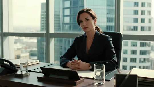 办公室内商务女性办公场景