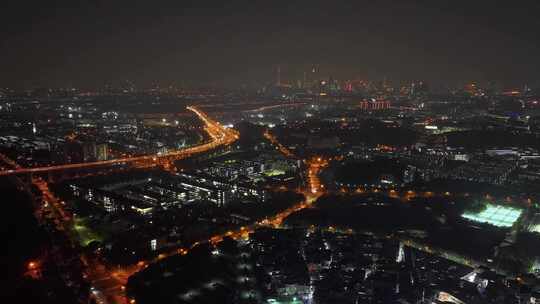 广州海珠区夜景航拍