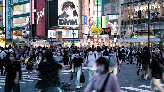 4K日本东京涉谷街头人流延时摄影