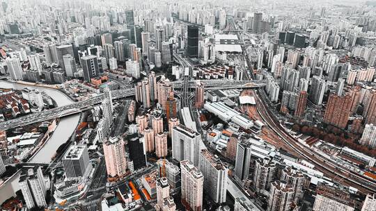 上海静安区商圈航拍风光视频素材模板下载