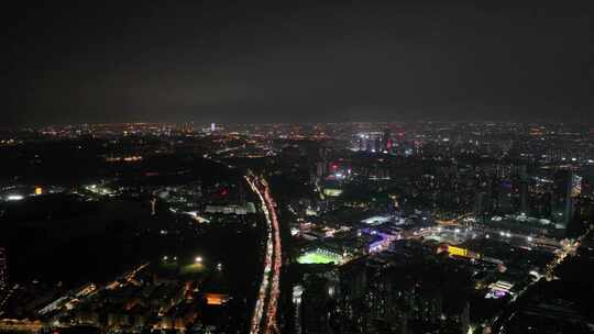 东莞市莞长路夜景航拍