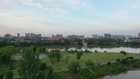 航拍衡阳东洲岛全景