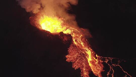 航拍活火山 岩浆喷发视频素材模板下载