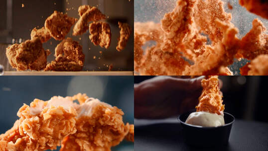唯美拍摄炸鸡炸鸡块油炸食品视频素材模板下载