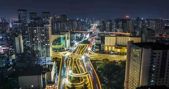 海口南大立交桥航拍延时摄影夜景