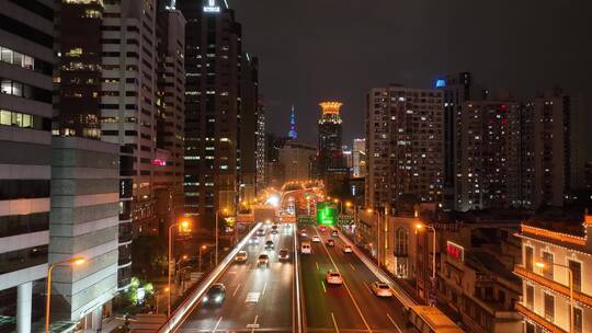 上海延安高架夜景航拍