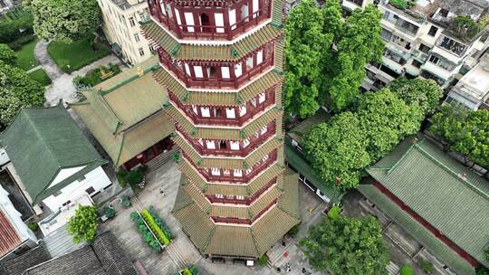 广东省广州市越秀区六榕寺塔全景航拍