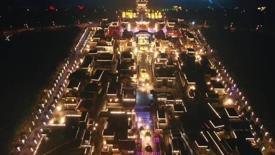 中国羌城夜景航拍