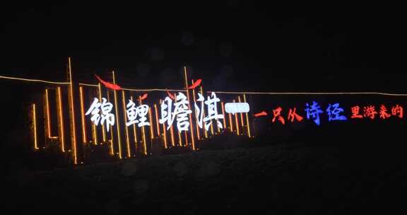 锦鲤瞻淇夜间发光文字景观