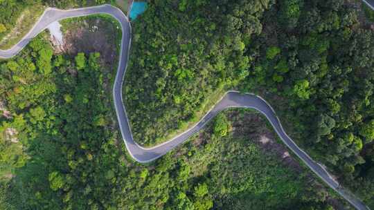 航拍深圳阳台山森林公园石岩入口盘山公路