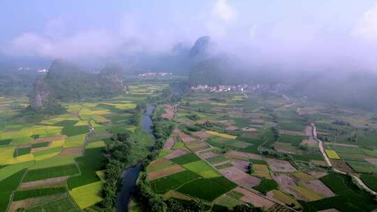 桂林山水阳朔风光中国航拍