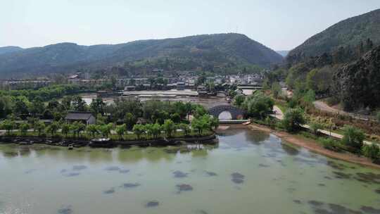 云南弥勒锦屏山后海景区航拍