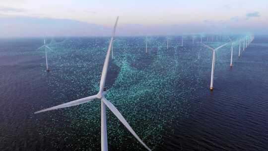 科技感绿色能源清洁能源风力发电光伏发电