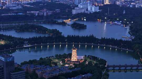 长沙鸟瞰城市夜景