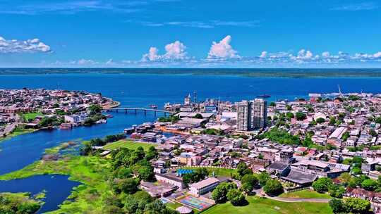 巴西标志性建筑城市海岸全景俯瞰素材