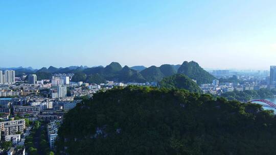 山区山城小县城老城区城市建筑航拍风景风光