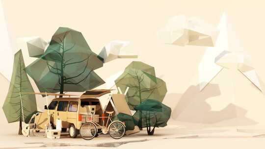 房车营地帐篷和露营概念动画