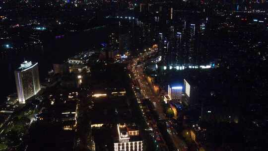 广州城市交通夜景航拍