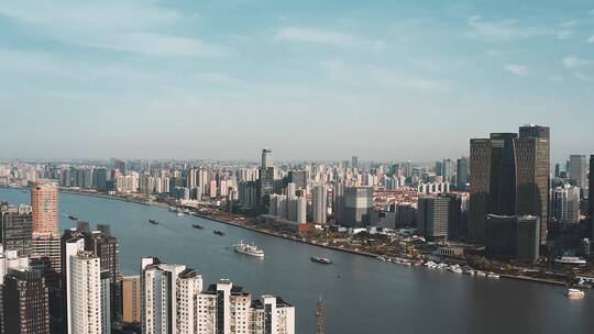 上海黄浦江两岸城市建筑风光航拍