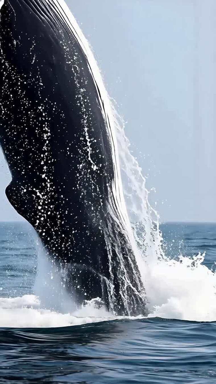 深海生物与海浪自然美景