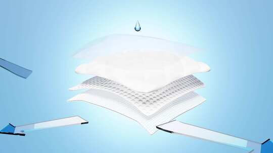 纸巾吸收水份的分解过程动画