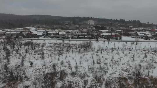 J哈尔滨伊春汤旺河雪地行车4K航拍视频