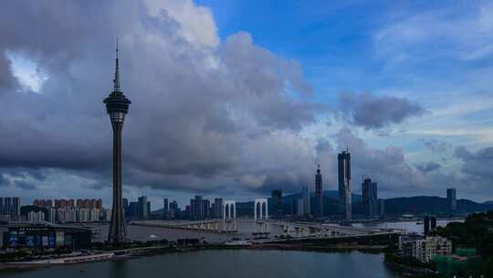 澳门大桥中国澳门的昼夜流逝：4k