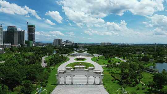 航拍江西福州名人雕塑园4A景区