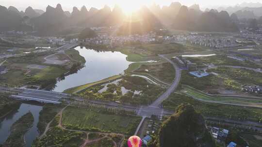 桂林山水漓江风光航拍