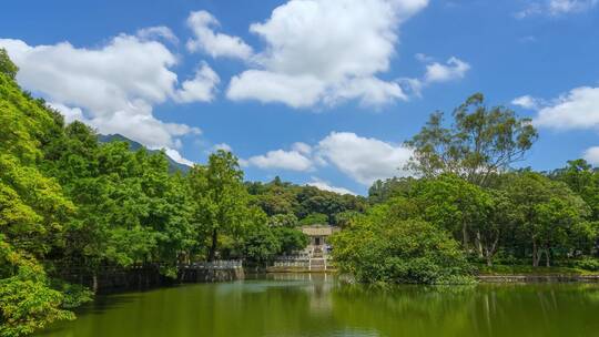 惠州罗浮山冲虚古观固定延时视频素材模板下载