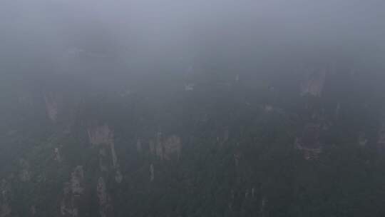 湖南省张家界景区阿凡达取景地奇峰穿云航拍