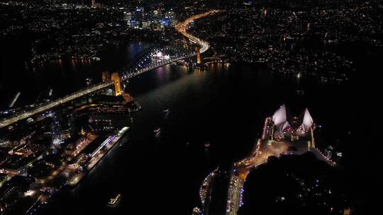 悉尼城市夜景航拍 60帧