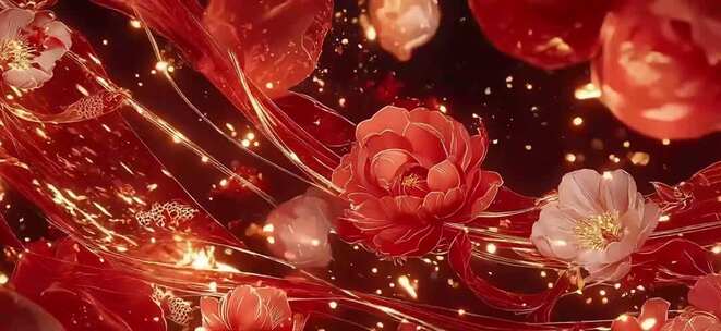 红色国风 国庆华丽红花灯笼喜庆片头