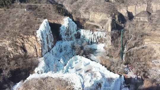 航拍 航拍沕沕水景区 冰瀑