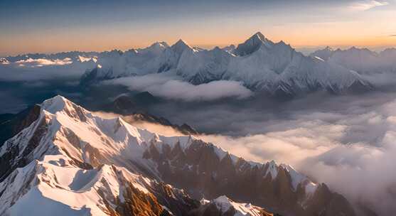 雪山云雾阳光山峰云海日出自然生态环境风景