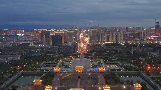 大同古城夜景航拍