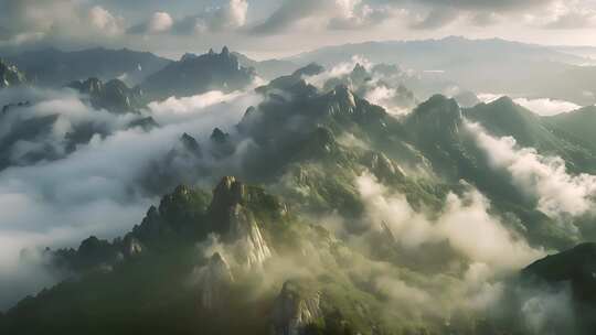 4k原创超高清云山雾绕中的名山大川全景