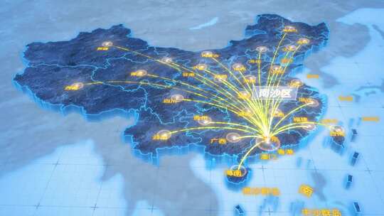 广州市南沙区辐射全国网络地图