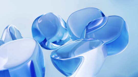抽象透明玻璃几何体3D渲染