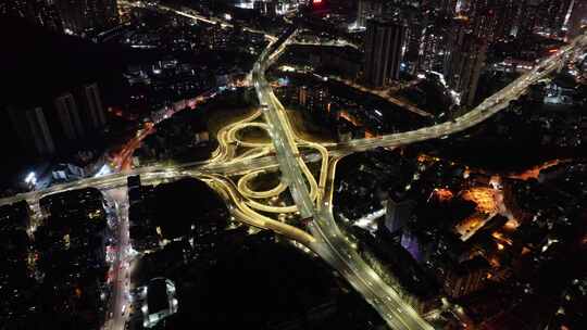 贵阳中环路南段人民大道夜景航拍