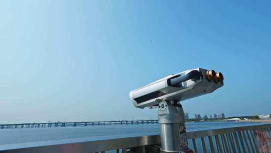 望远镜眺望远方远望海视频素材模板下载