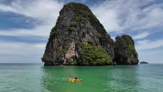 泰国甲米莱雷海滩海岛沙滩航拍自然风光