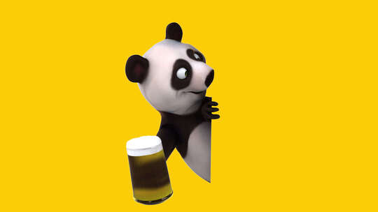有趣的3D卡通熊猫和啤酒（包括alpha