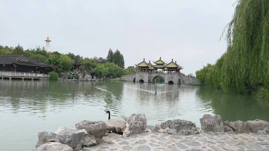 4k 扬州瘦西湖中式园林景观