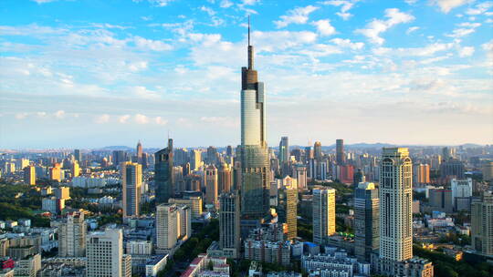南京市紫峰大厦城市环境航拍风光
