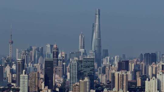 长焦航拍陆家嘴上海中心大厦